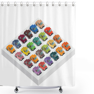 Personality  Set Of Isometric 3d Cars Shower Curtains