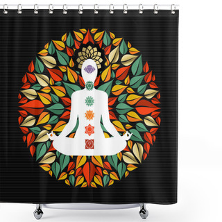 Personality  Nature Mandala With Yoga Pose And Chakra Icons Shower Curtains