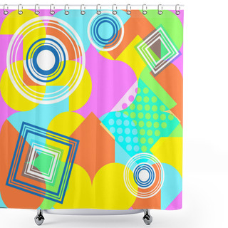 Personality  Trendy Geometric Elements Memphis Colorful And Glowing Design.  Shower Curtains