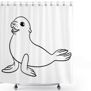Personality  Coloring Pages. Little Cute Baby Fur Seal. Shower Curtains
