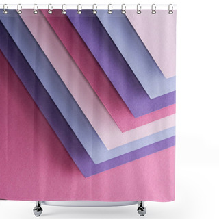 Personality  Top View Of Empty Blue, White, Pink And Purple Sheets Of Paper On Pink Background With Copy Space  Shower Curtains