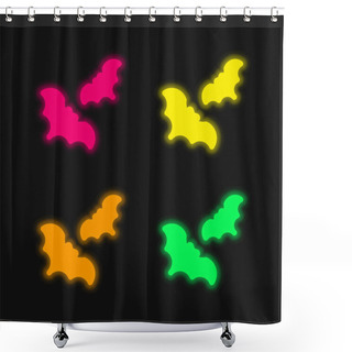 Personality  Bats Four Color Glowing Neon Vector Icon Shower Curtains