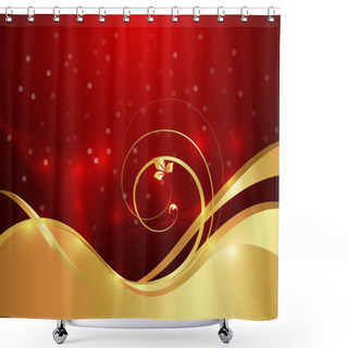 Personality  Wavy Golden Flourish Sparkles Background Shower Curtains