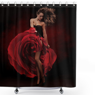 Personality  Beautiful Dancer Wearing Red Dress Shower Curtains