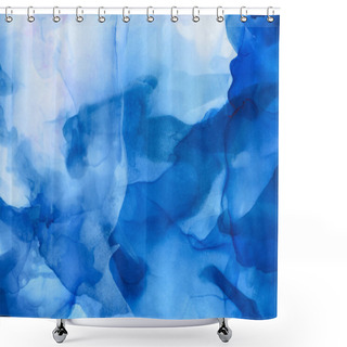 Personality  Blue And Light Blue Splashes Of Alcohol Ink As Abstract Background Shower Curtains