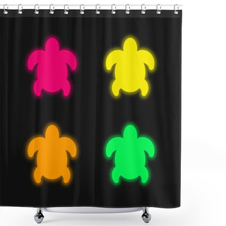 Personality  Big Turtle Four Color Glowing Neon Vector Icon Shower Curtains