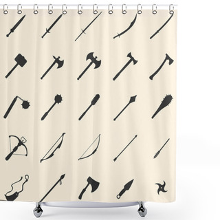 Personality  Vector Set Of 25 Medieval Weapon Icons Shower Curtains