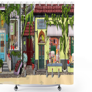 Personality  Oil Painting. Painted Facade. Beautiful, Bright, Little Houses Of Paris And Romania. Shower Curtains