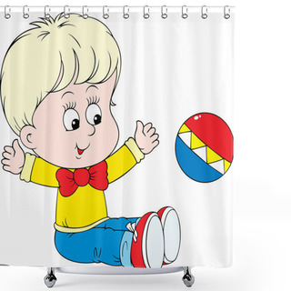 Personality  Small Child Playing With Ball Shower Curtains