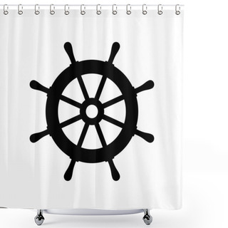 Personality  Ship Steering Wheel Icon On A White Background. Vector Illustration Shower Curtains