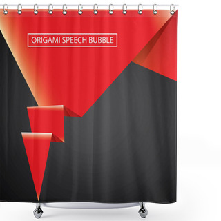 Personality  Vector Red Christmas Origami Speech Bubble Banner Shower Curtains