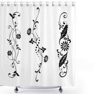 Personality  Set Elements For Design Flowers And Shower Curtains