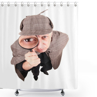 Personality  Detective Sherlock Holmes Investigate With Magnifying Glass Shower Curtains