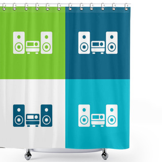 Personality  Audio Equipment Flat Four Color Minimal Icon Set Shower Curtains