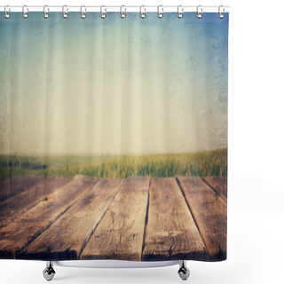Personality  Wooden Planks And Meadow Shower Curtains