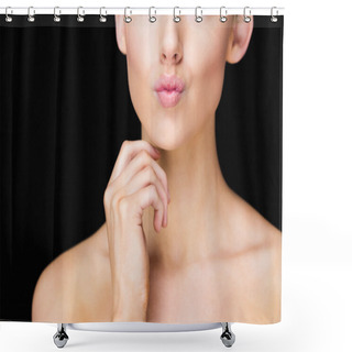 Personality  Woman Posing For Camera Shower Curtains