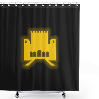 Personality  Alhambra Yellow Glowing Neon Icon Shower Curtains