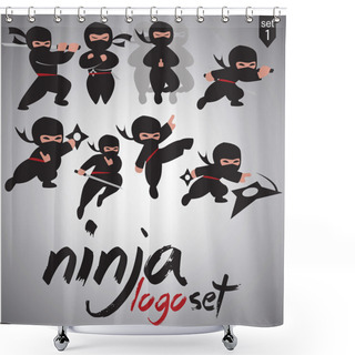 Personality  Ninja Logo Design Shower Curtains