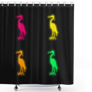 Personality  Bird Crane Shape Four Color Glowing Neon Vector Icon Shower Curtains