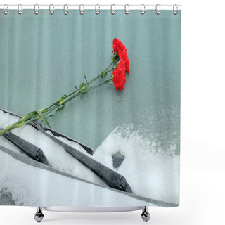 Personality  Bunch Of Carnations On Car Windshield Shower Curtains