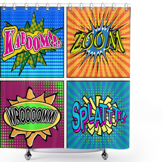 Personality  Set Of Comic Sound Effects. Shower Curtains
