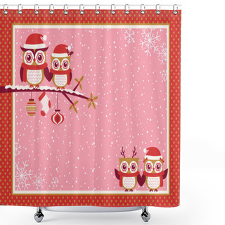 Personality  Owls Couple Christmas Greeting Shower Curtains