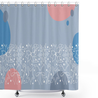 Personality  Christmas Details In A Hand Drawn Linear Style. Shower Curtains
