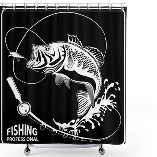 Personality  PEACH FISH ISOLATED BLACK 1 Shower Curtains