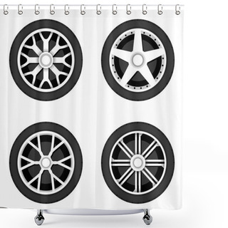 Personality  Wheel Disk With Tyre. Shower Curtains