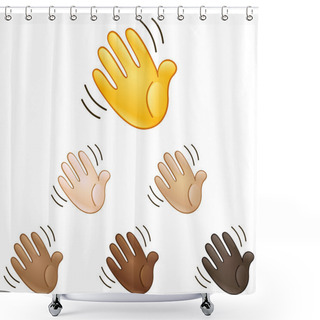 Personality  Waving Hand Sign Emoji Shower Curtains