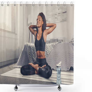 Personality  Woman Practicing Yoga Shower Curtains