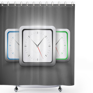 Personality  Square Clocks, Vector Design Shower Curtains
