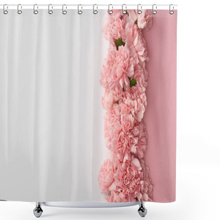 Personality  Top View Of Beautiful Pink Carnation Flowers Isolated On Grey Background    Shower Curtains