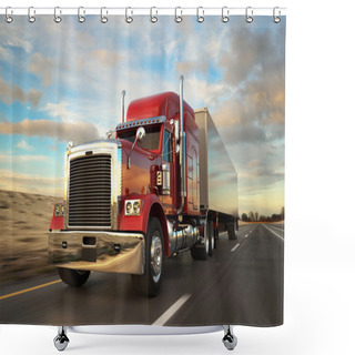 Personality  Semi-trailer Truck Shower Curtains