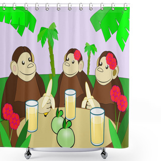 Personality  Monkeys With  Refreshment Shower Curtains