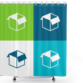 Personality  Box Open Shape Flat Four Color Minimal Icon Set Shower Curtains