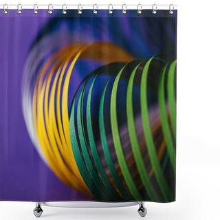 Personality  Close Up Of Colored Quilling Paper Curves On Purple Shower Curtains