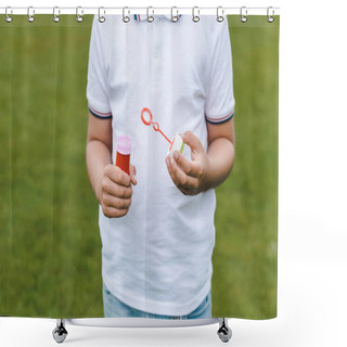 Personality  Boy Playing With Soap Bubbles Shower Curtains