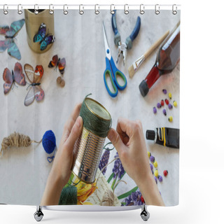 Personality  Decorating A Tin Can. Creation. Shower Curtains
