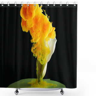 Personality  Close-up View Of Beautiful Calla Lily Flower And Bright Orange Paint On Black   Shower Curtains
