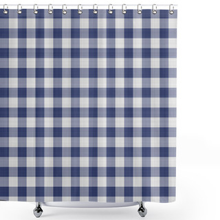 Personality  Seamless Geometric Cross Grid Pattern. French Blue Linen Shabby Chic Style. Rustic Kitchen Woven Texture Background. Interior Wallpaper Home Decor Swatch. Modern Gingham Check Textile All Over Print Shower Curtains