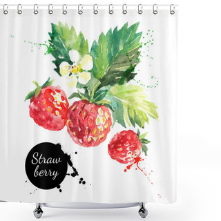 Personality  Hand Drawn Watercolor Painting Strawberries Shower Curtains