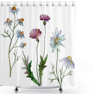 Personality  Wildflowers Floral Botanical Flowers. Wild Spring Leaf Wildflower Isolated. Watercolor Background Illustration Set. Watercolour Drawing Fashion Aquarelle. Isolated Flowers Illustration Element. Shower Curtains