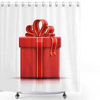Personality  Red Gift Box With Ribbon And Bow Shower Curtains