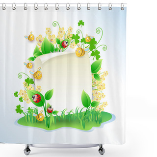 Personality  Floral Background With Bees And Ladybirds. Shower Curtains