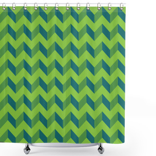 Personality  Vector Modern Seamless Colorful Geometry Chevron Lines Pattern, Color Green Abstract Geometric Background, Trendy Multicolored Print, Retro Texture, Hipster Fashion Design Shower Curtains