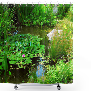 Personality  Pond Landscaping Shower Curtains