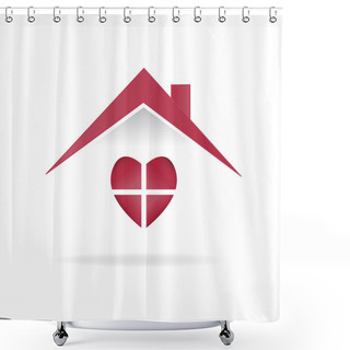 Personality  House Love Heart Logo Vector Image Shower Curtains