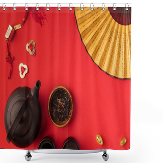 Personality  Oriental Decorations And Tea Set Shower Curtains