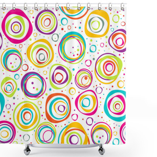 Personality  Seamless Pattern With Circles And Dots On White Background Shower Curtains